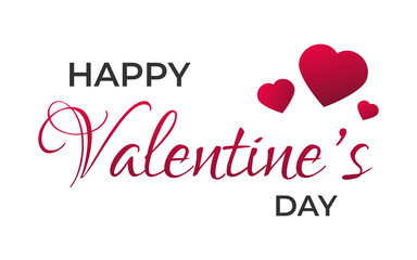 Happy valentines day typography poster with handwriting calligraphy text and heart shape on white isolated background. Vector illustration. invitation, banner template.