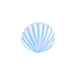 Seashell pearl mother of pearl isolated on a white background. Rainbow shell. Digital illustration