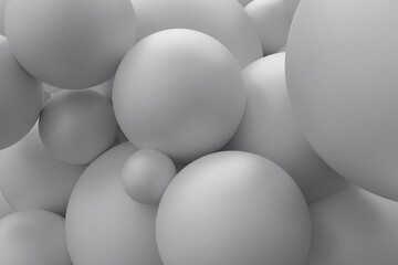 Texture and background of a large number of white balls of different sizes.