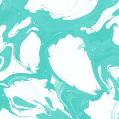 Aqua marble ink texture on watercolor paper background. Marble stone image. Bath bomb effect. Psychedelic biomorphic art.