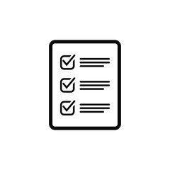 Checklist vector icon. Black illustration isolated on white background for graphic and web design.