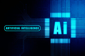 Fototapeta na wymiar 2d rendering Artificial Intelligence (AI) concept