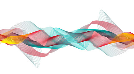 Waving Colorful Digital Sound Wave on white background vector.