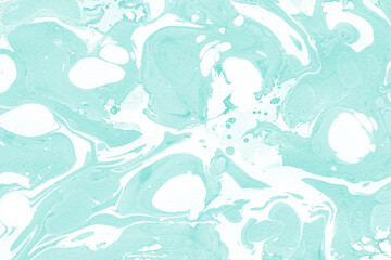 Aqua marble ink texture on watercolor paper background. Marble stone image. Bath bomb effect. Psychedelic biomorphic art.