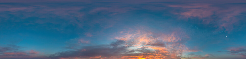 Sky panorama on sunrise with Stratocumulus clouds in Seamless spherical equirectangular format as...