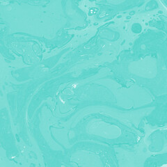 Fototapeta na wymiar Aqua marble ink texture on watercolor paper background. Marble stone image. Bath bomb effect. Psychedelic biomorphic art.