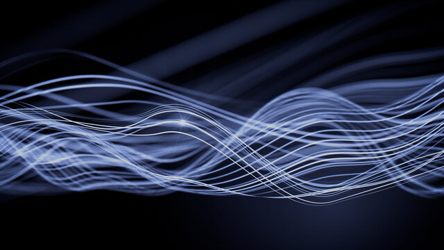 Big Data Vizualisation concept. Information represented as a High Tech Futuristic Flow Line waves. Abstract background. 3D render