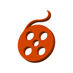 Film for movie camera brown on a white background 3d, vector