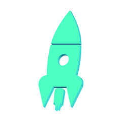 Rocket blue on a white background 3d, vector
