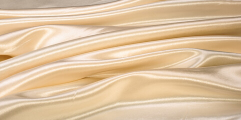 Beige satin glitter luxury fabric background with copy space, Backgrounds; Textured; Textile; Silk