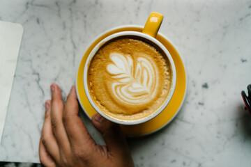 Cup of coffee on table
