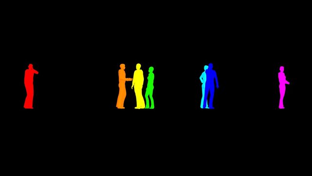 Colored silhouettes of people Business concept Run Off You Girls Boys In View 4k