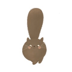 Nice, naughty round cat. children's illustration. sticker, fabric print, emblem