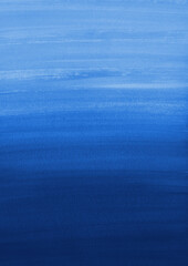 Blue ink and watercolor texture on white paper background. Gradient paint strokes and decalcomania effect. Hand-painted gouache abstract image. Mess on the canvas.