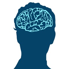 human head silhouette with brain