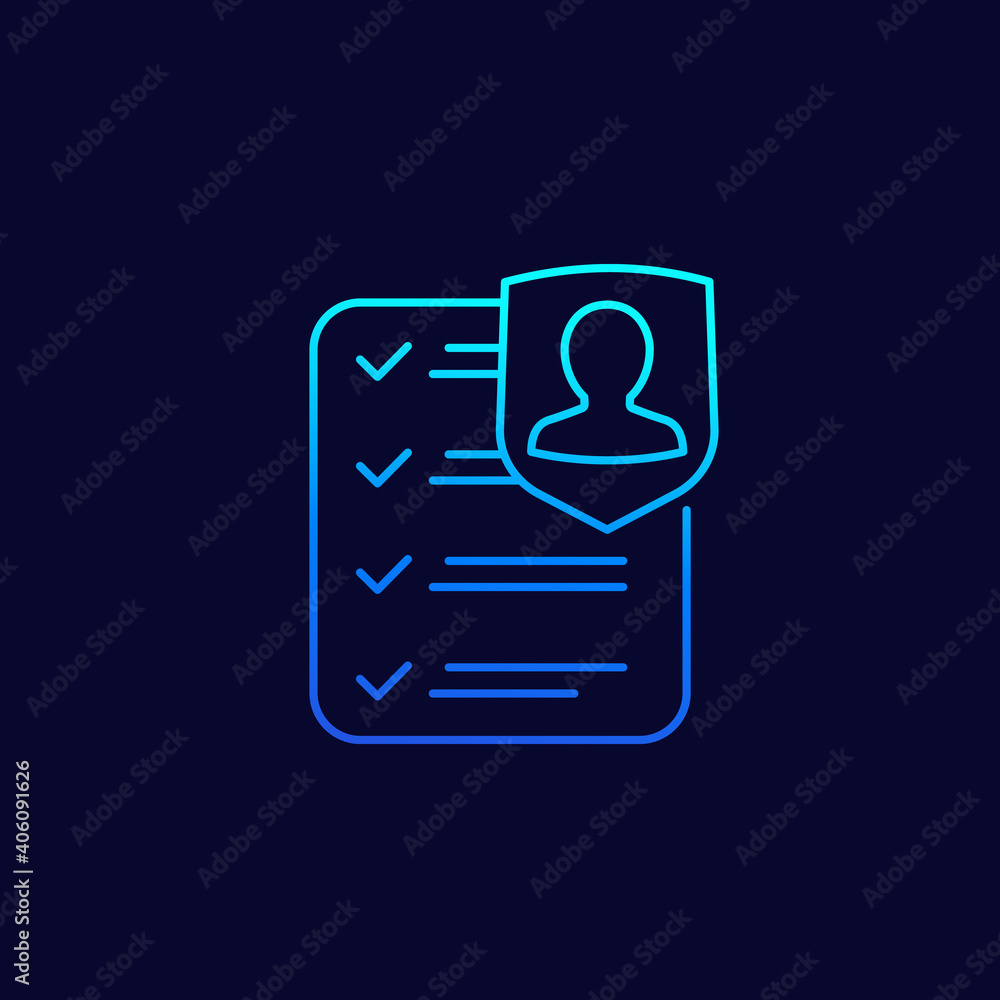 Poster user privacy control line vector icon