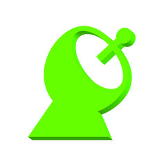 Green satellite dish on a white background 3d, vector