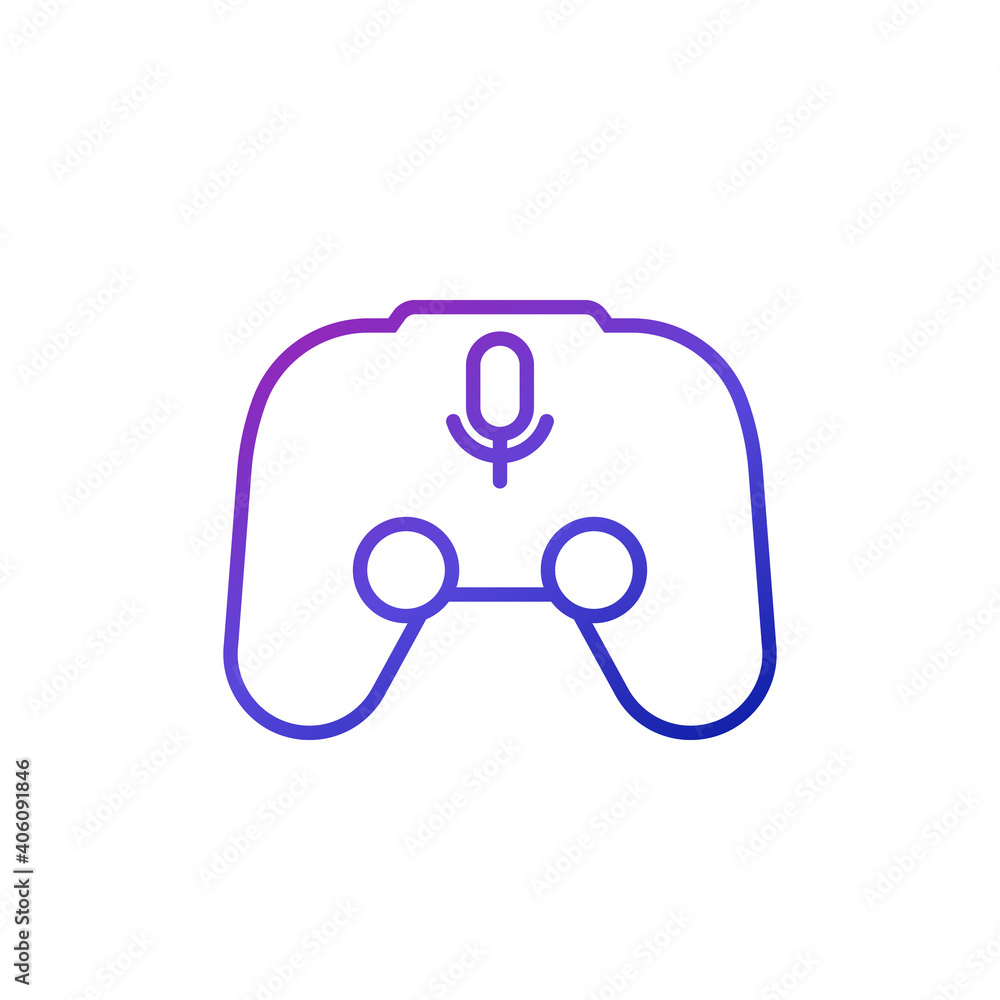Poster gamepad with audio control line icon