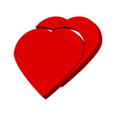 Two pink hearts on a white background 3d, vector