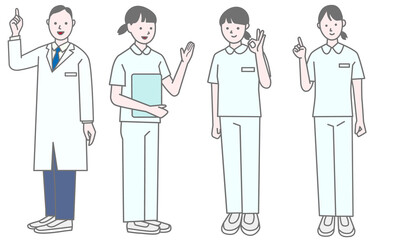 Vector illustration of nurse and doctor pose