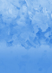 Blue ink and watercolor texture on white paper background. Gradient paint strokes and decalcomania effect. Hand-painted gouache abstract image. Mess on the canvas.