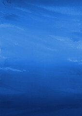 Fototapeta premium Blue ink and watercolor texture on white paper background. Gradient paint strokes and decalcomania effect. Hand-painted gouache abstract image. Mess on the canvas.