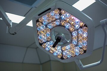 Surgical lamps in modern operation room at the hospital.