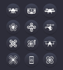 Drones, quadrocopters icons