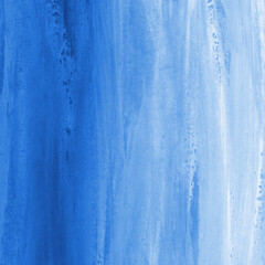 Blue ink and watercolor texture on white paper background. Gradient paint strokes and decalcomania effect. Hand-painted gouache abstract image. Mess on the canvas.