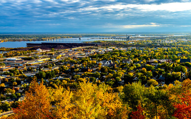 PHOTOS OF ST LOUIS BAY IN DULUTH MINNESOTA SHOT FROM SKYLINE TRAIL INCLUDES FALL  COLORS - obrazy, fototapety, plakaty