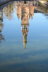 Tower on lake in Seville, Spain