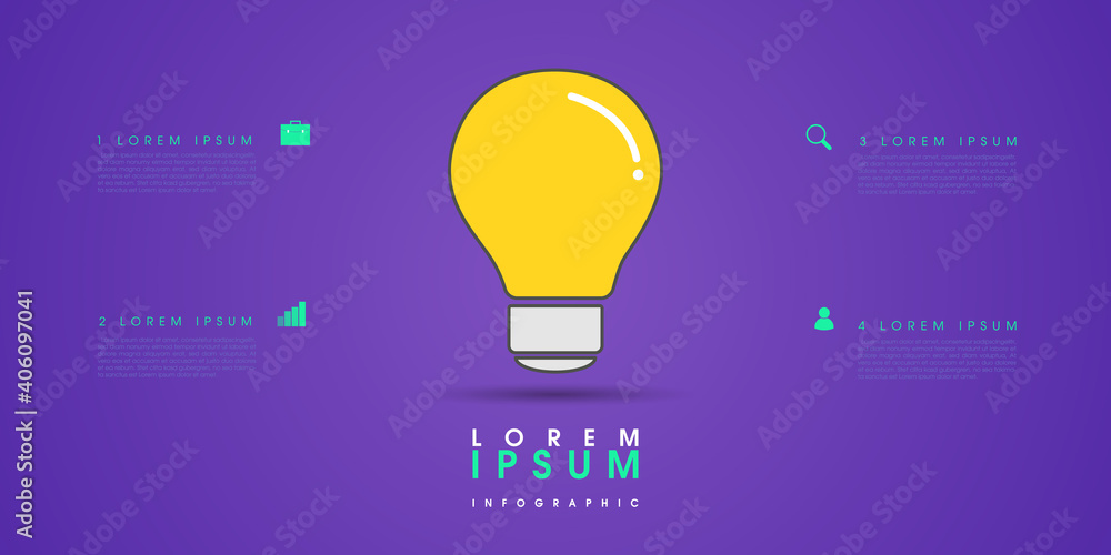Poster light bulb abstract infographics number options template. can be used for workflow layout, diagram, 