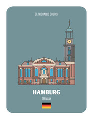 St. Michaelis Church in Hamburg, Germany. Architectural symbols of European cities