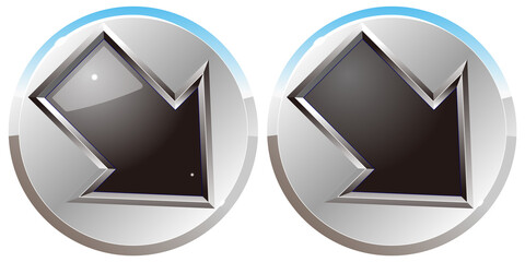 銀黒の右下向き矢印のボタンアイコンオンオフ