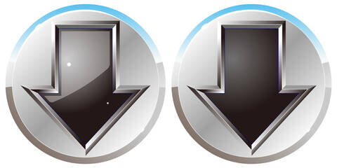 銀黒の下向き矢印のボタンアイコンオンオフ