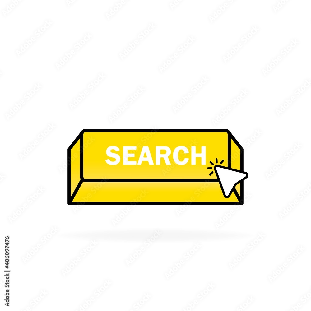 Poster search button with cursor icon. for ui design and web site. vector eps 10. isolated on white backgro