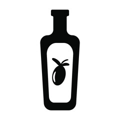 black and olive fruit bottle on a white background, sign for design, vector illustration
