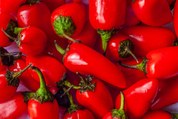 closeup of red small red peppers
