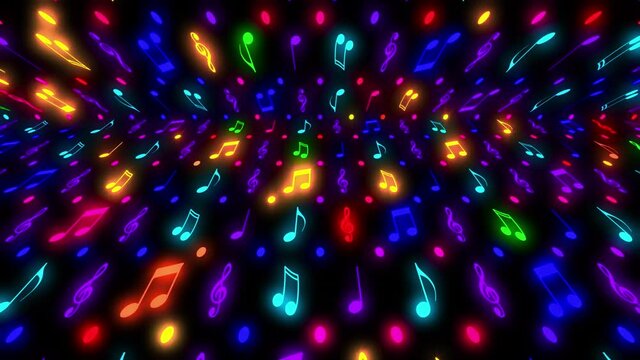 Music Notes Glowing Colorful Glowing
