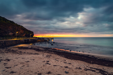 Second Valley beach with jetty at dusk in South Australia
