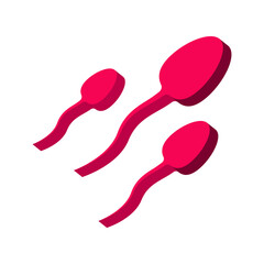Pink sperm on a white background 3d, vector