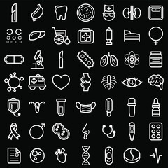 Set Abstract Doodle Elements Hand Drawn Collection Medicine Sketch Vector Design Style Background Medic Syringe Tablet Heart Microscope Potion Illustration Cartoon Icons