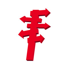 Obraz premium Pointer in different directions pink on a white background 3d, vector