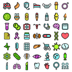 Set Abstract Doodle Elements Hand Drawn Collection Medicine Sketch Vector Design Style Background Medic Syringe Tablet Heart Microscope Potion Illustration Cartoon Icons