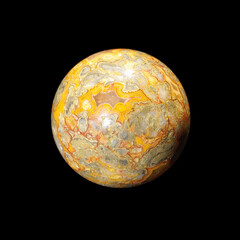 agate sphere on black background