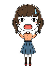 驚いた表情の女の子の全身イラスト