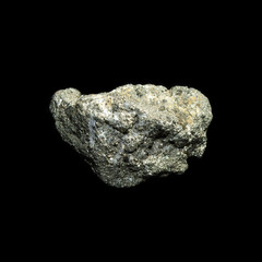 crude pyrite on black background 