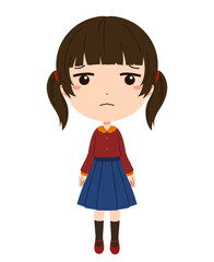 落ち込んだ表情の女の子の全身イラスト