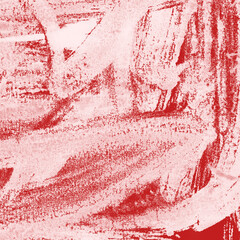 Red ink and watercolor texture on white paper background. Paint leaks and decalcomania effects. Hand-painted gouache abstract image. Mess on the canvas.