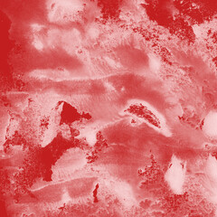 Red ink and watercolor texture on white paper background. Paint leaks and decalcomania effects....